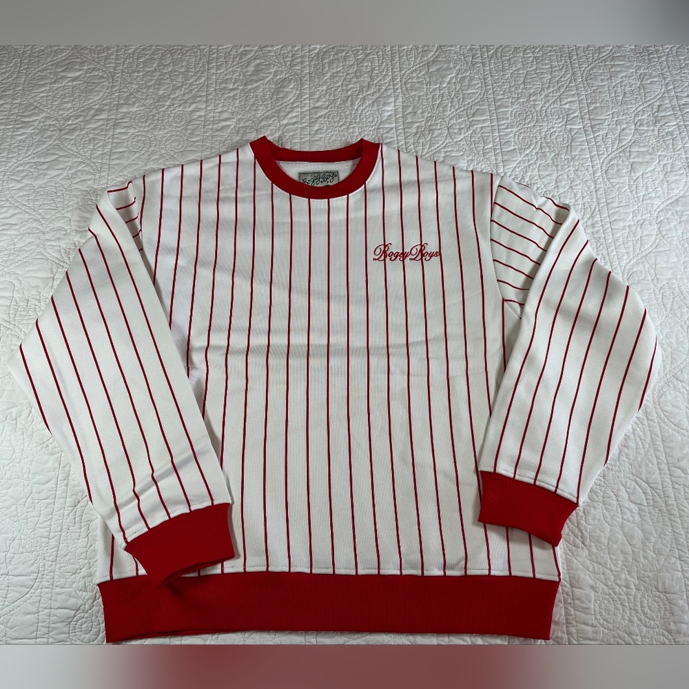Bogey Boys Red/White Pinstripe Crewneck-large